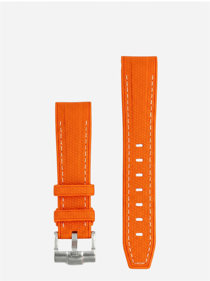 WristSwitch Rubber Strap with Stitching Orange/White