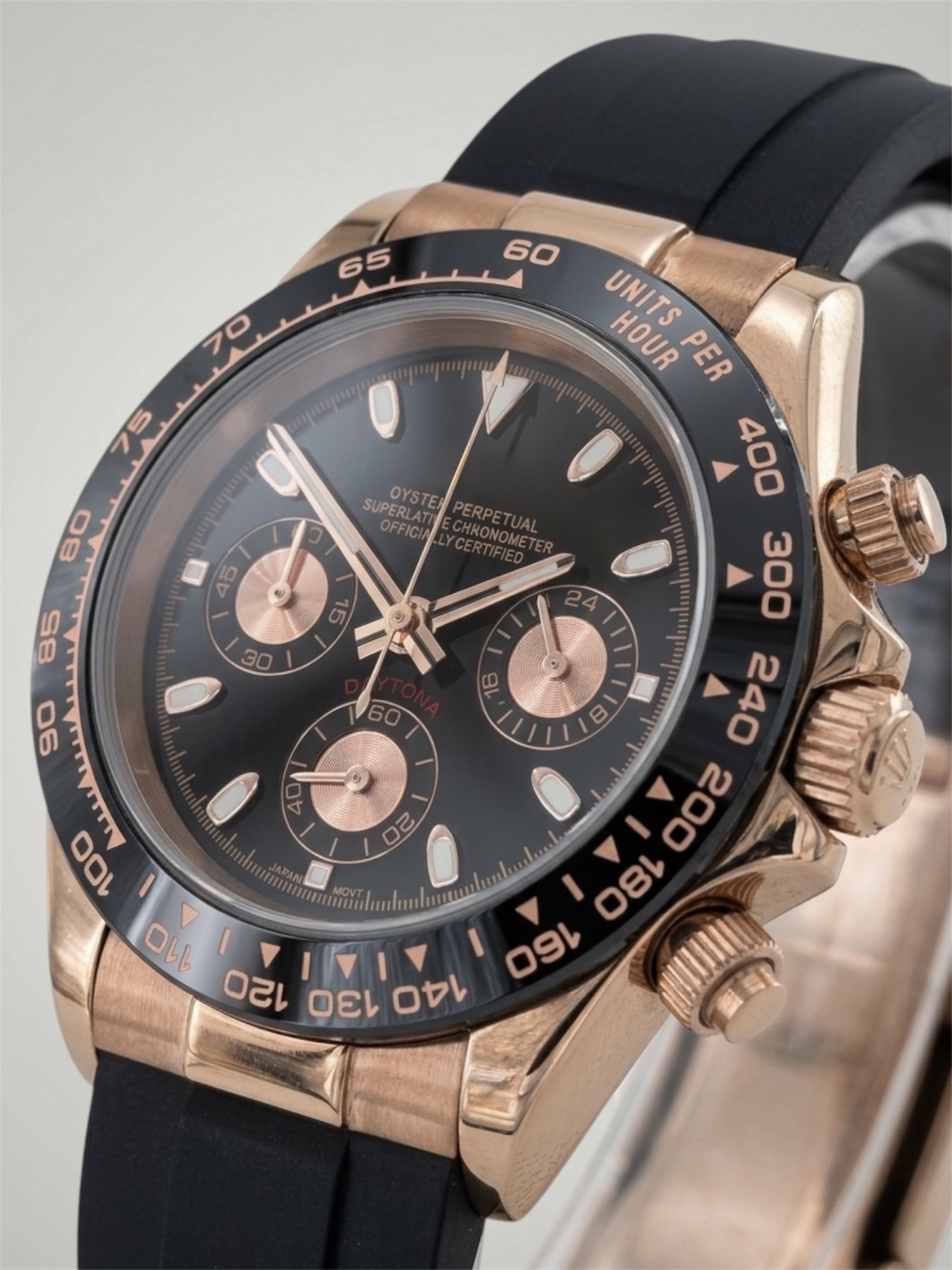 Black Rose Gold Sport Strap – Daytona Mod